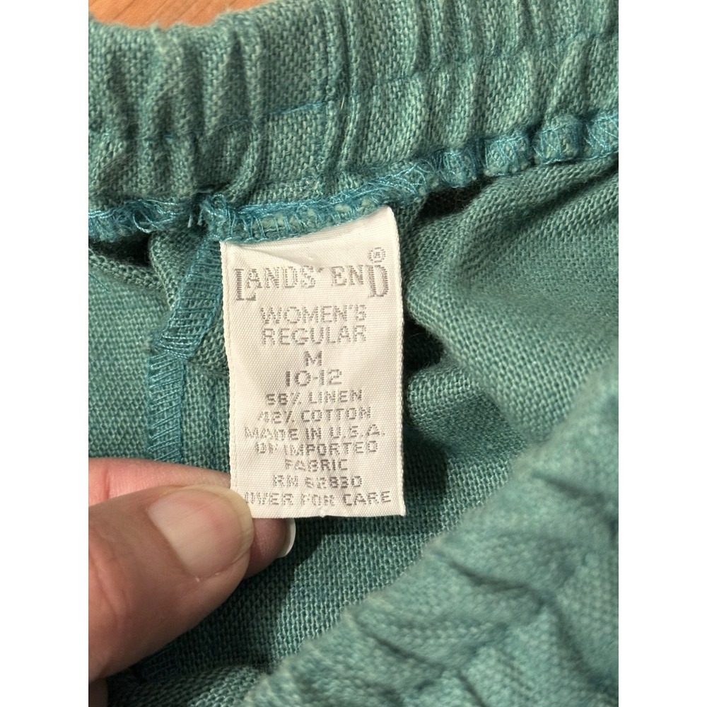 Vintage 80s 90s Lands End‎ Women's 10 Linen Blend High Rise Pants Pull On Green - Picture 6 of 12